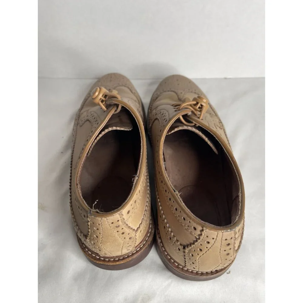 Land's End Moseley Leather Wingtip Oxfords 8.5‎ Tan Lace-Up